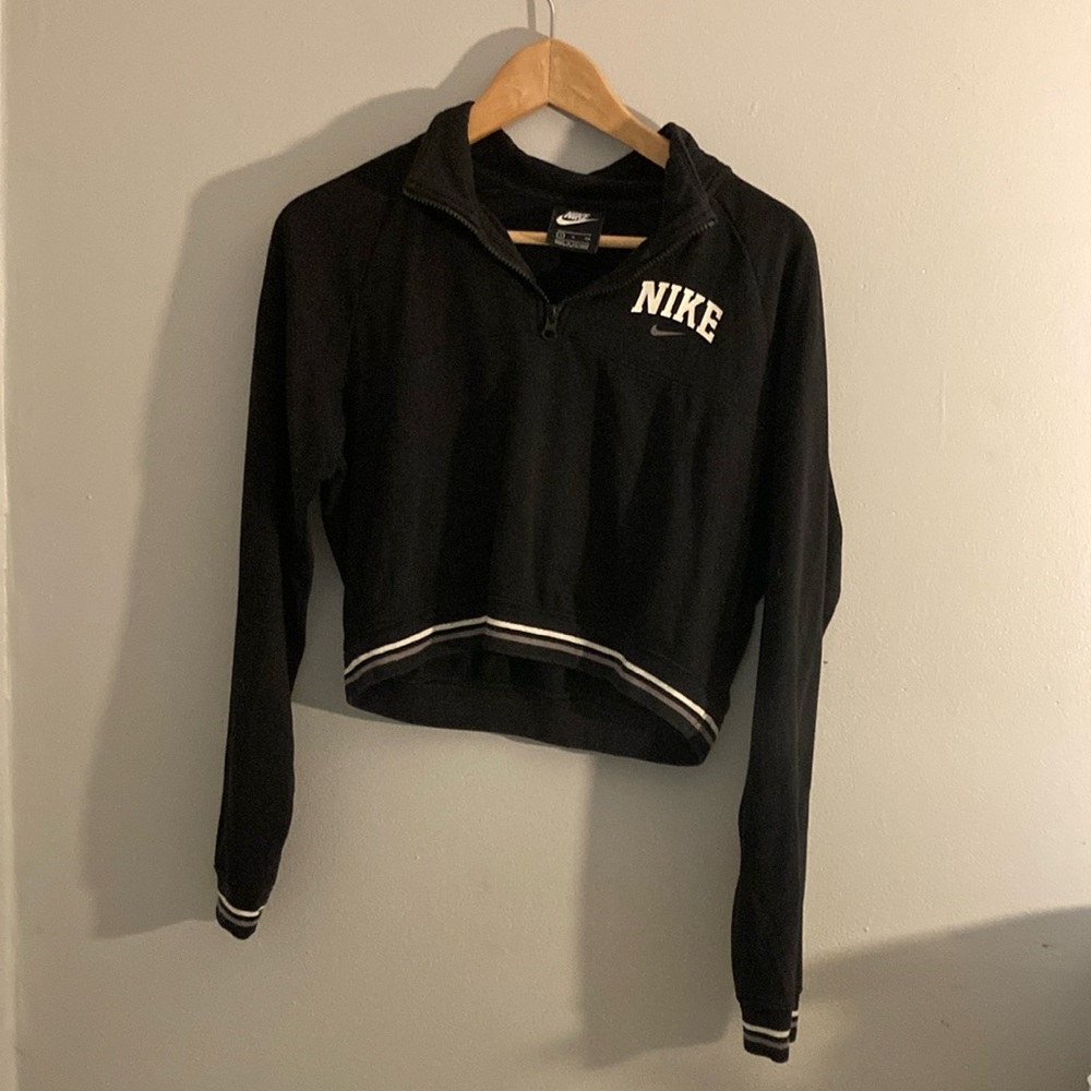 Nike Black Crop Fitted Polo Sweatshirt
